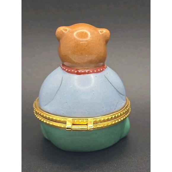 Vintage Noah’s Ark Boy Brown Teddy Bear Trinket Box Ceramic Porcelain 1996 PB24 - Picture 3 of 8